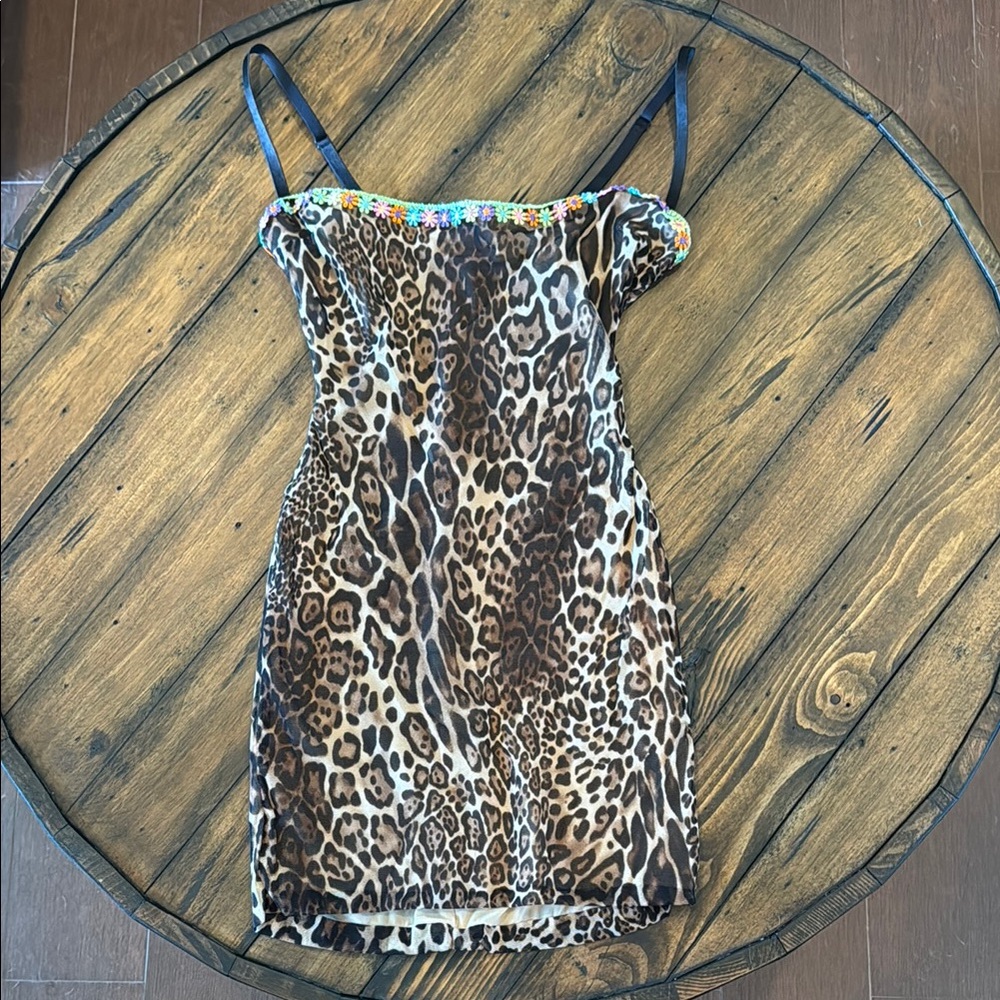 Danielle Guizio Leopard Print Mini Dress